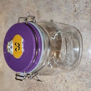 Corgi pumpkin glass Mason jar with ceramic lid NWOT